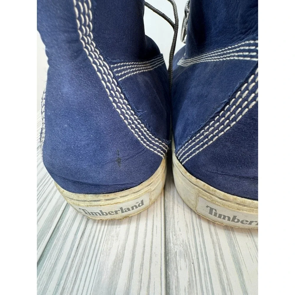 Mens Timberland Sneakers Leather Lace‎ Up Ankle High Top Blue Grey Shoes Sz 11.5